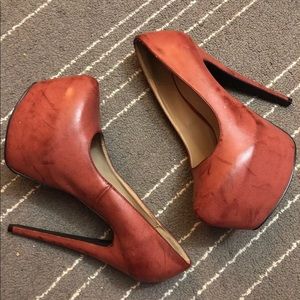 Red platform heels